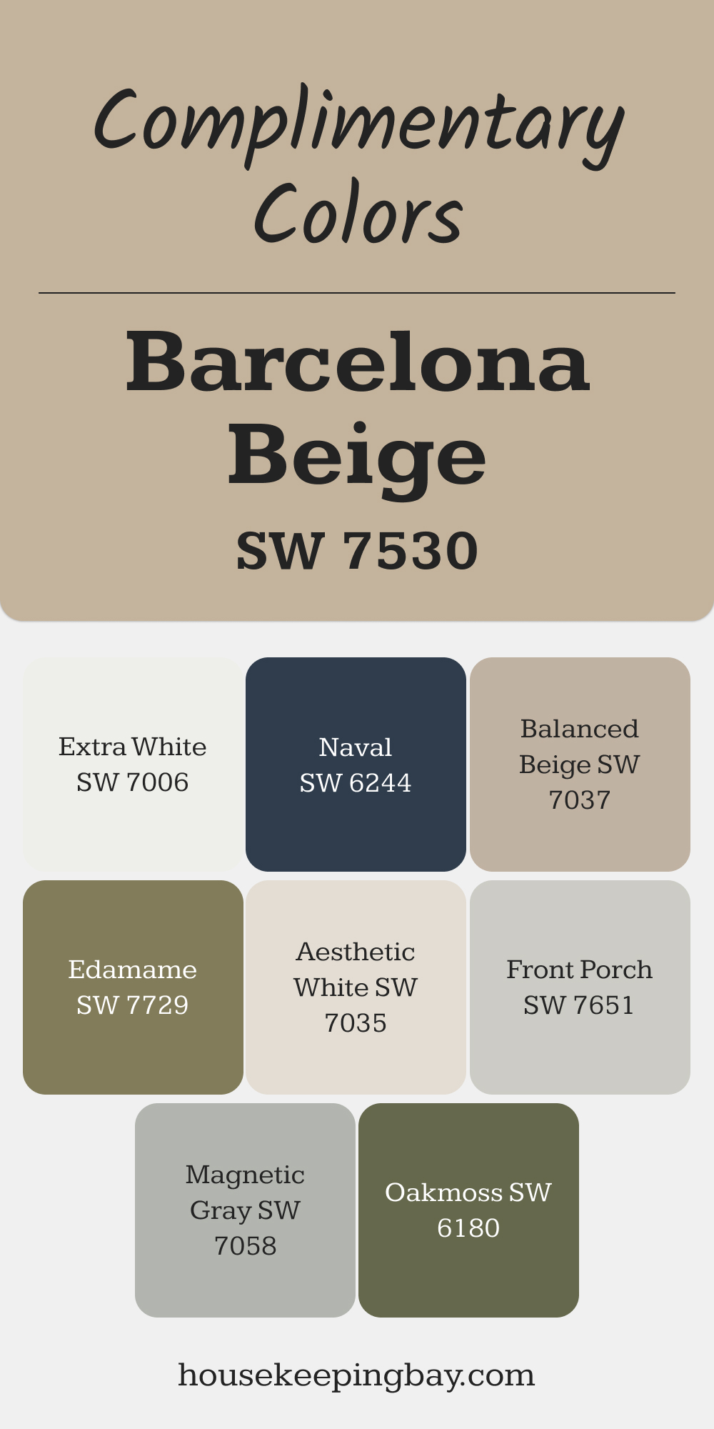 Barcelona Beige (SW 7530). Best Complimentary Color Collection for Warm Whites by Sherwin Williams