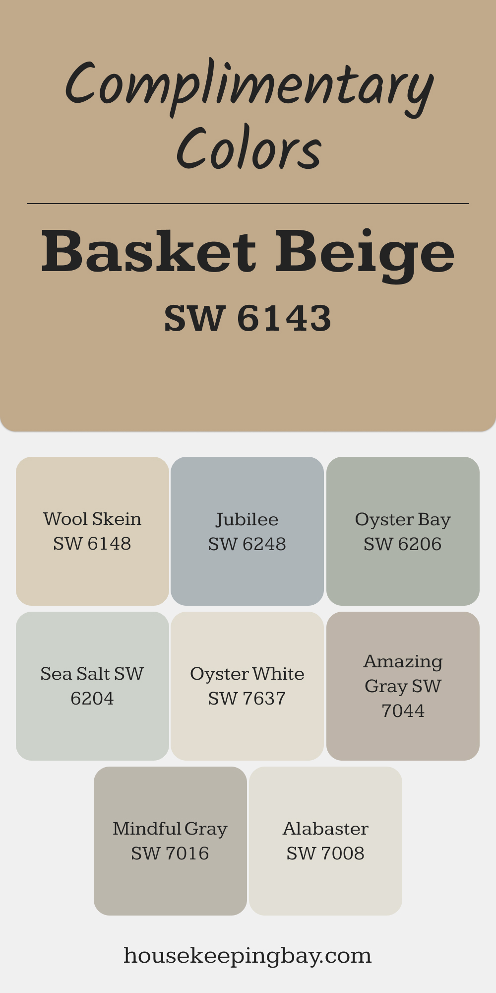 Basket Beige (SW 6143). Best Complimentary Color Collection for Warm Whites by Sherwin Williams