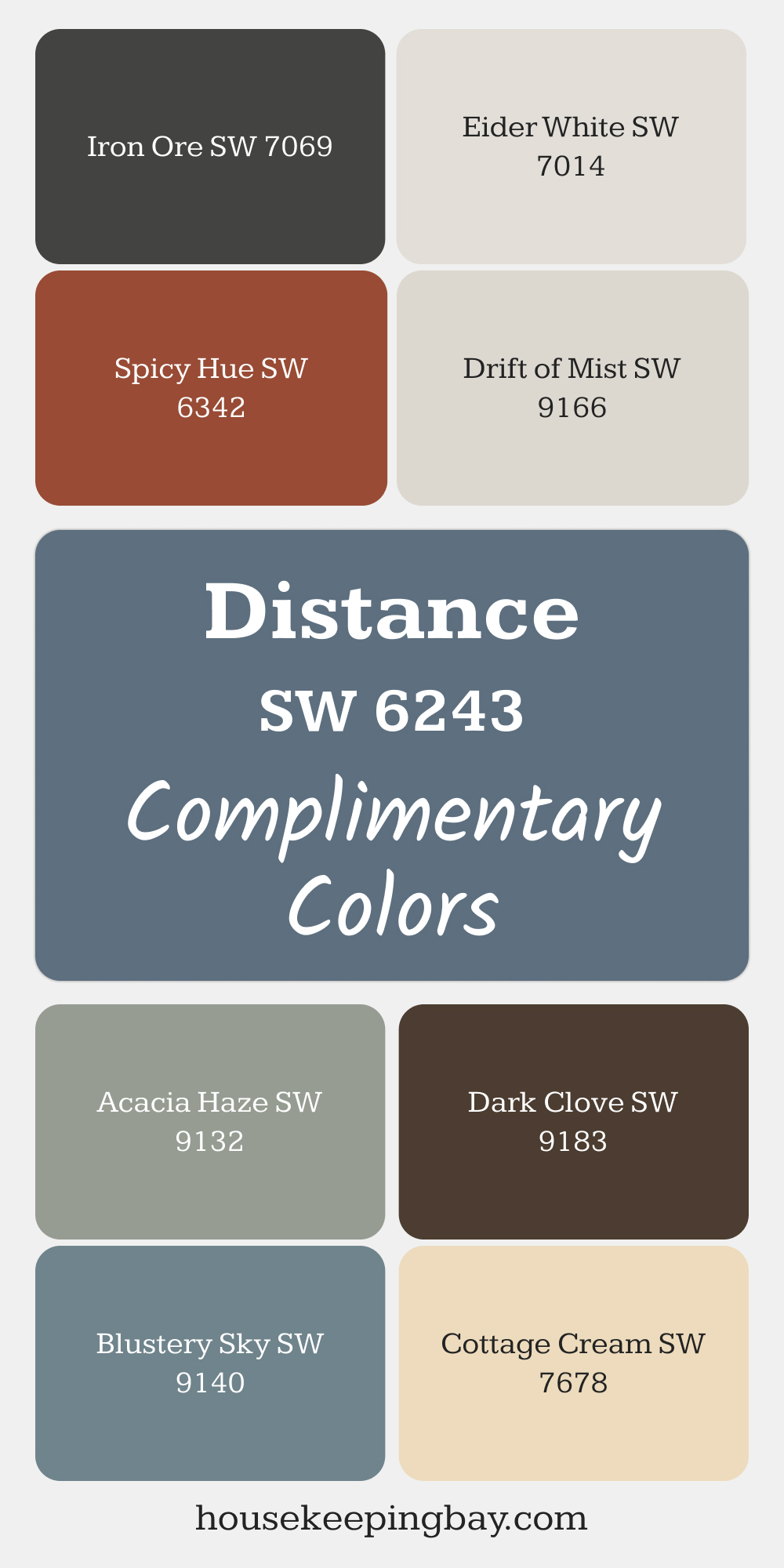 Distance (SW 6243). Best Complimentary Color Collection for Blue by Sherwin Williams