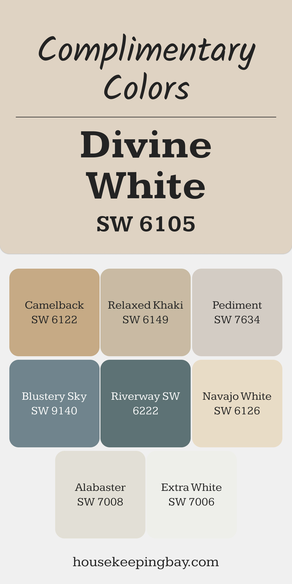 Divine White (SW 6105). Best Complimentary Color Collection for Warm Whites by Sherwin Williams