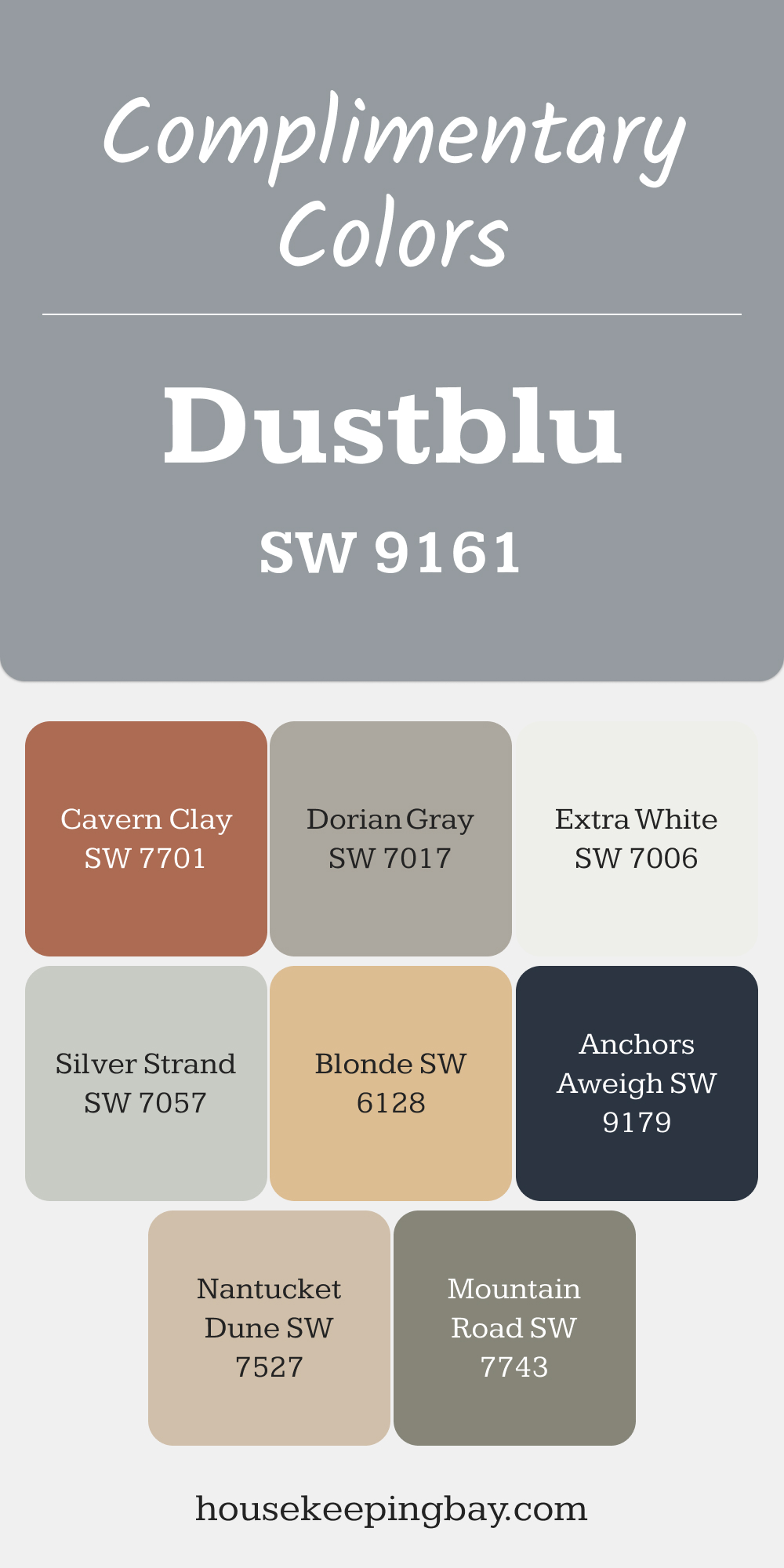 Dustblu (SW 9161). Best Complimentary Color Collection for Blue by Sherwin Williams