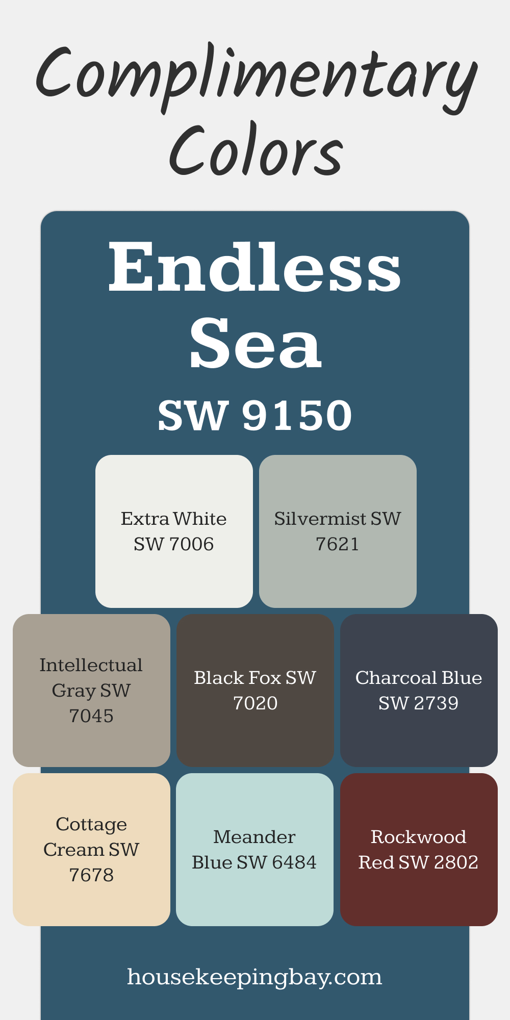 Endless Sea (SW 9150). Best Complimentary Color Collection for Blue by Sherwin Williams