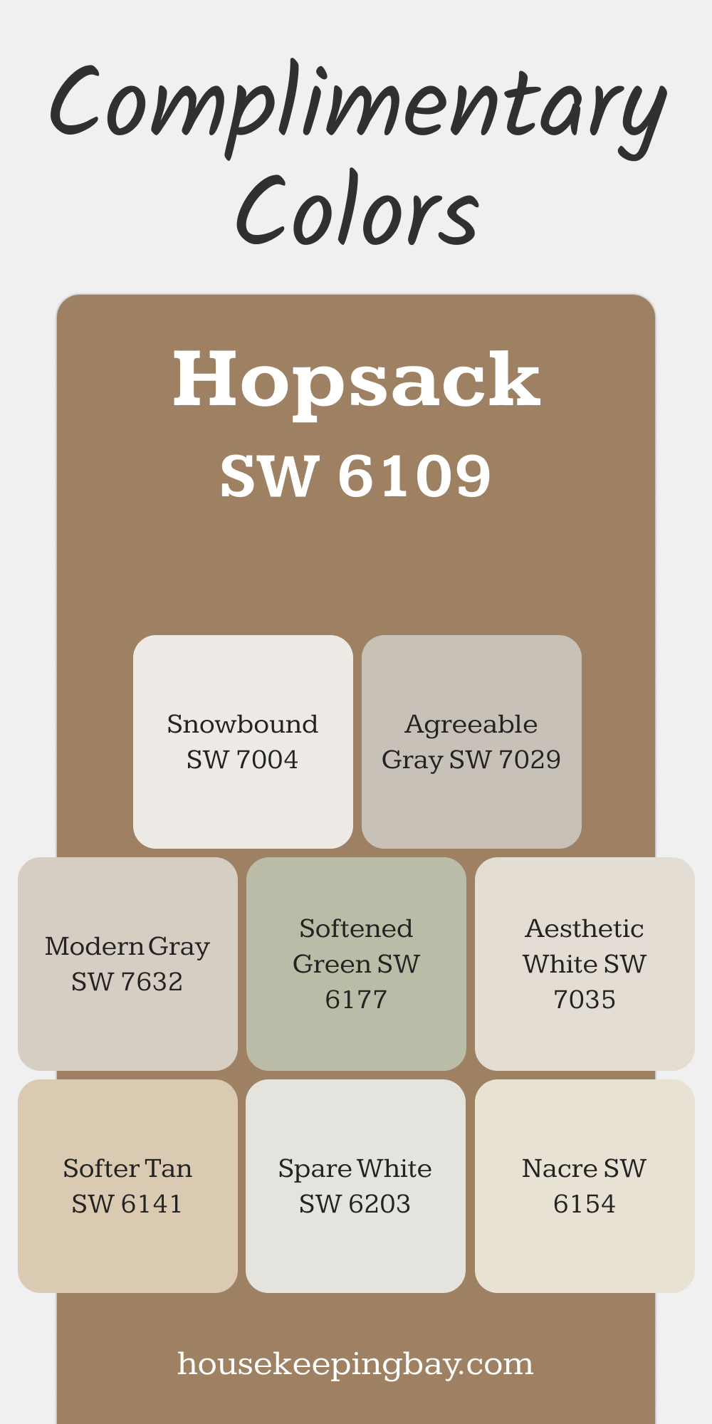 Hopsack (SW 6109). Best Complimentary Color Collection for Warm Whites by Sherwin Williams