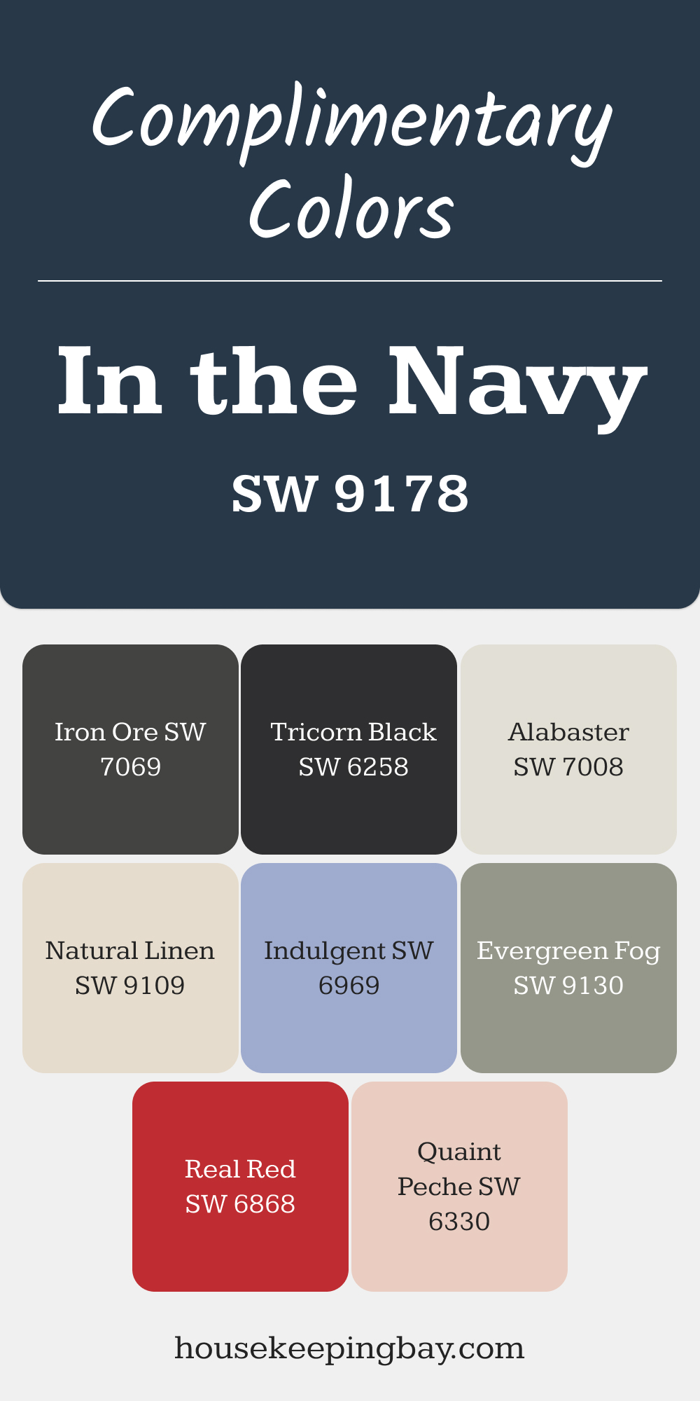 In the Navy (SW 9178). Best Complimentary Color Collection for Blue by Sherwin Williams