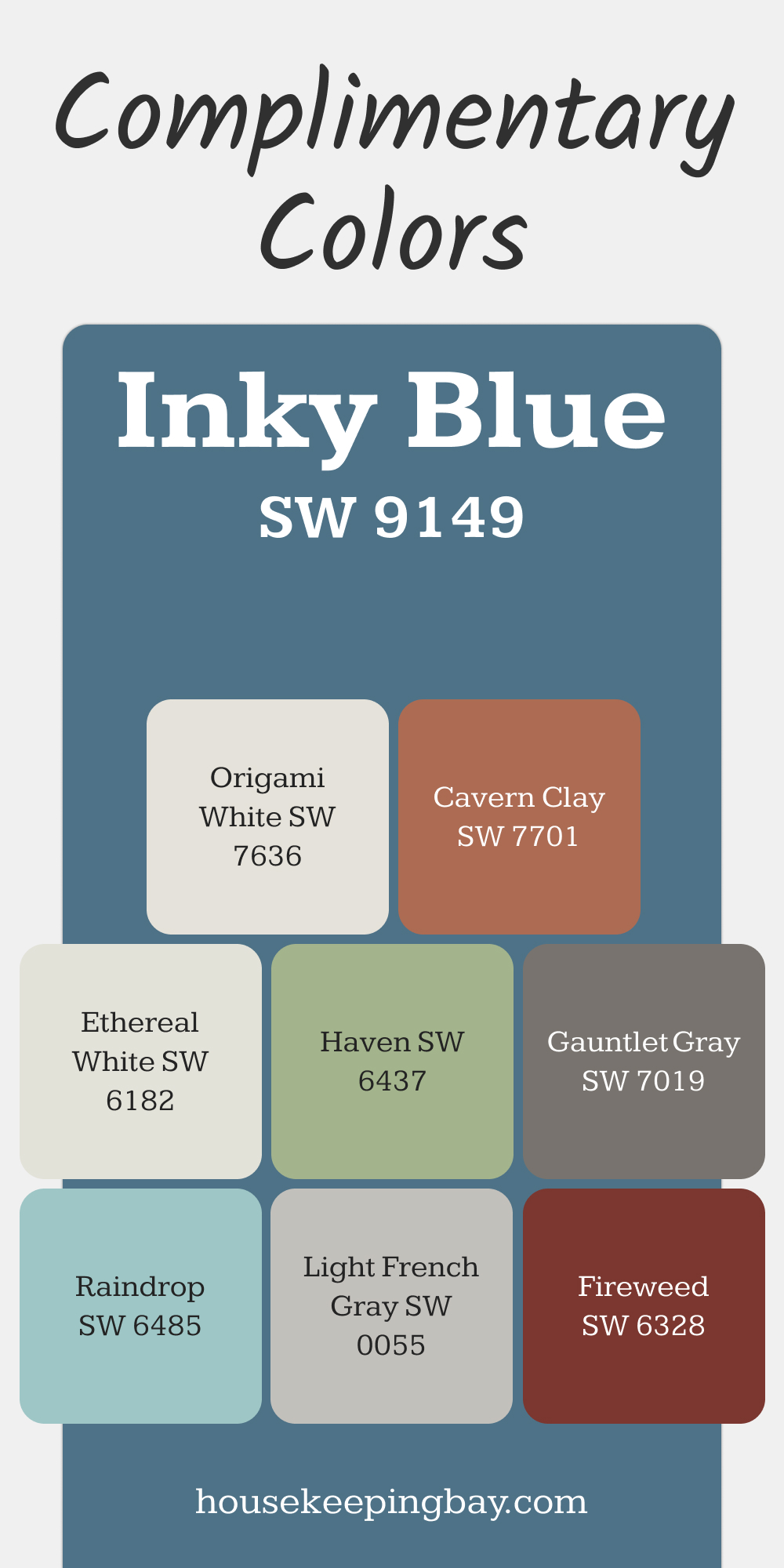 Inky Blue (SW 9149). Best Complimentary Color Collection for Blue by Sherwin Williams