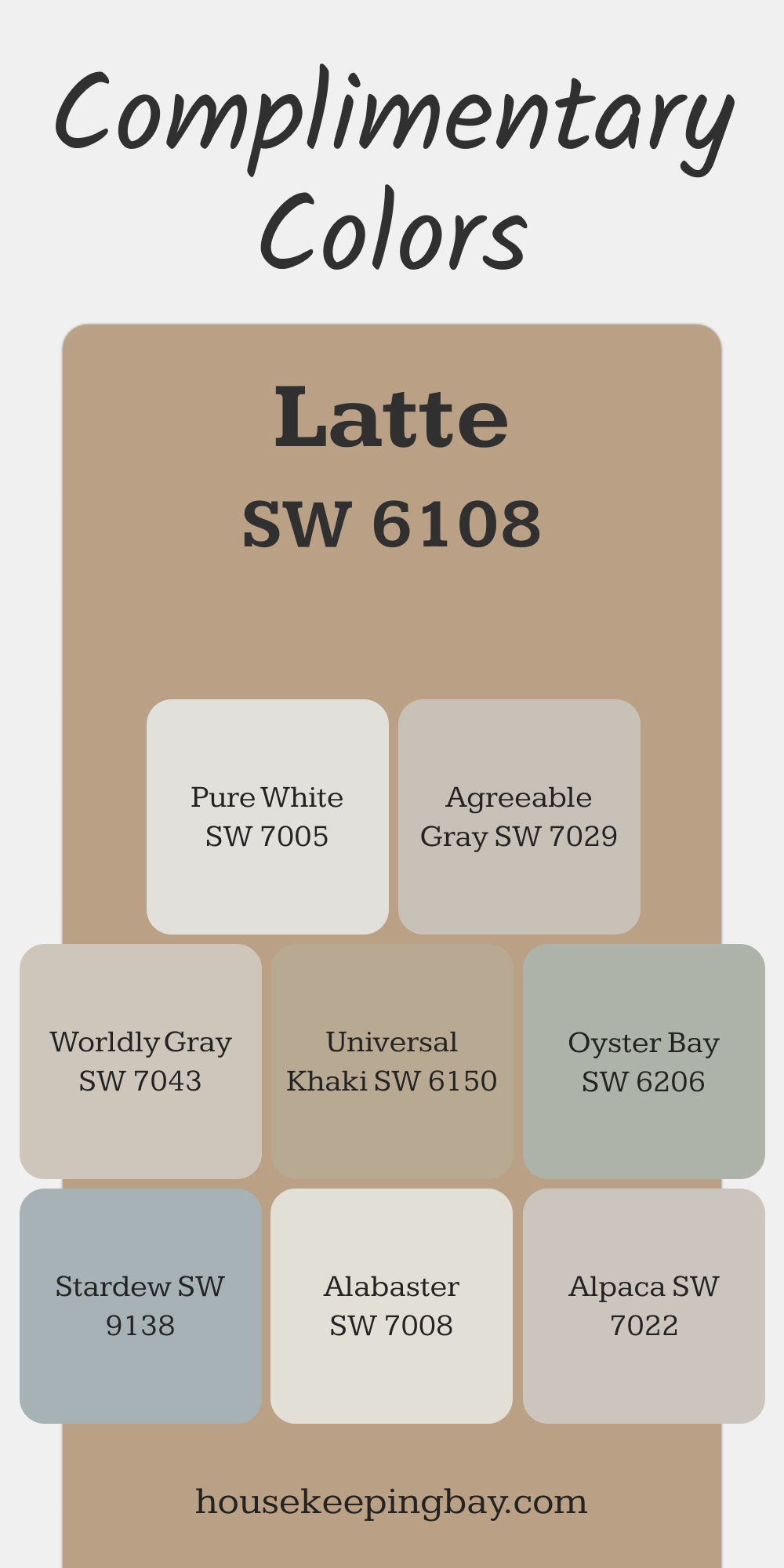 Latte (SW 6108). Best Complimentary Color Collection for Warm Whites by Sherwin Williams