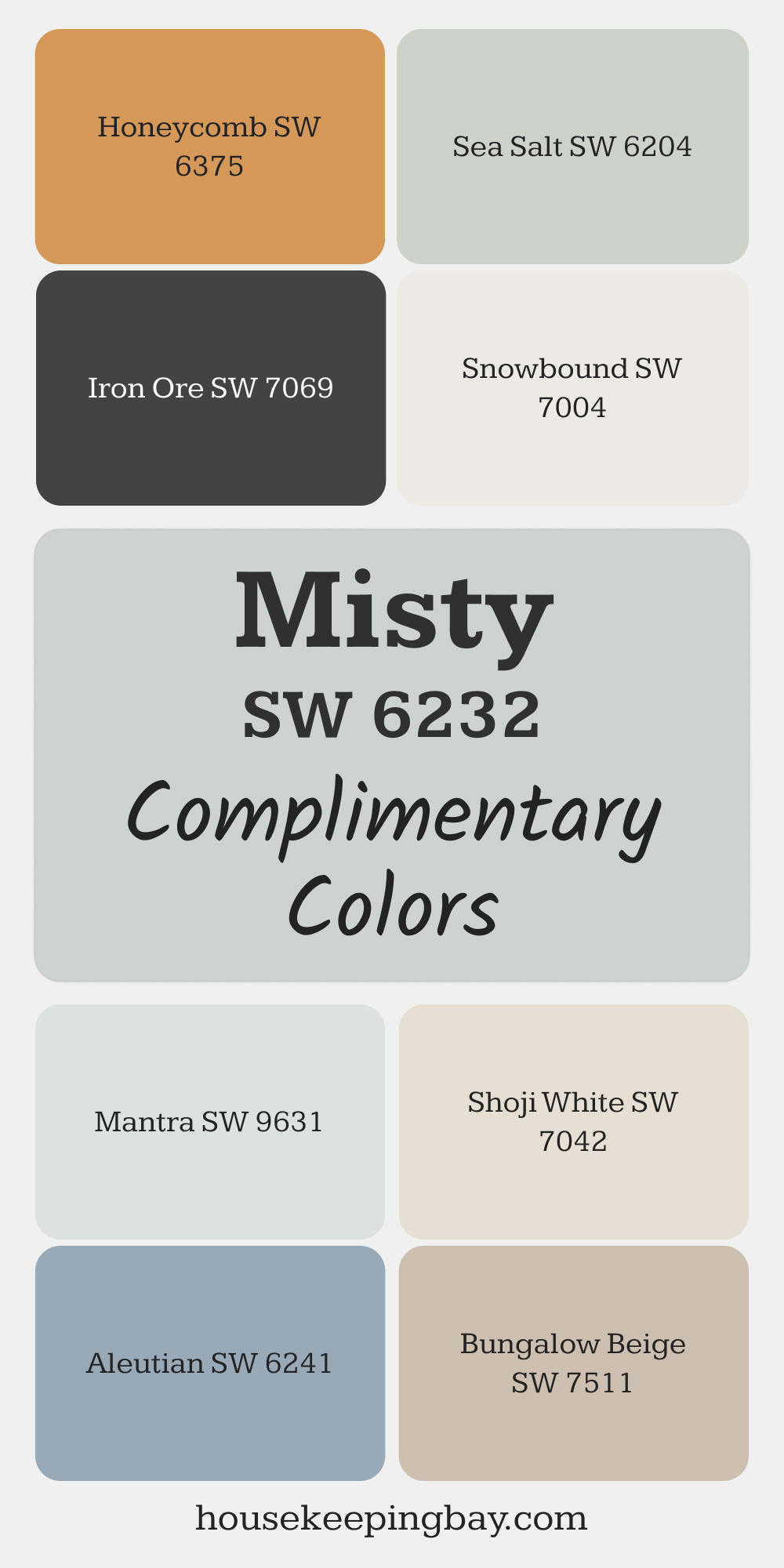 Misty (SW 6232) . Best Complimentary Color Collection for Blue by Sherwin Williams