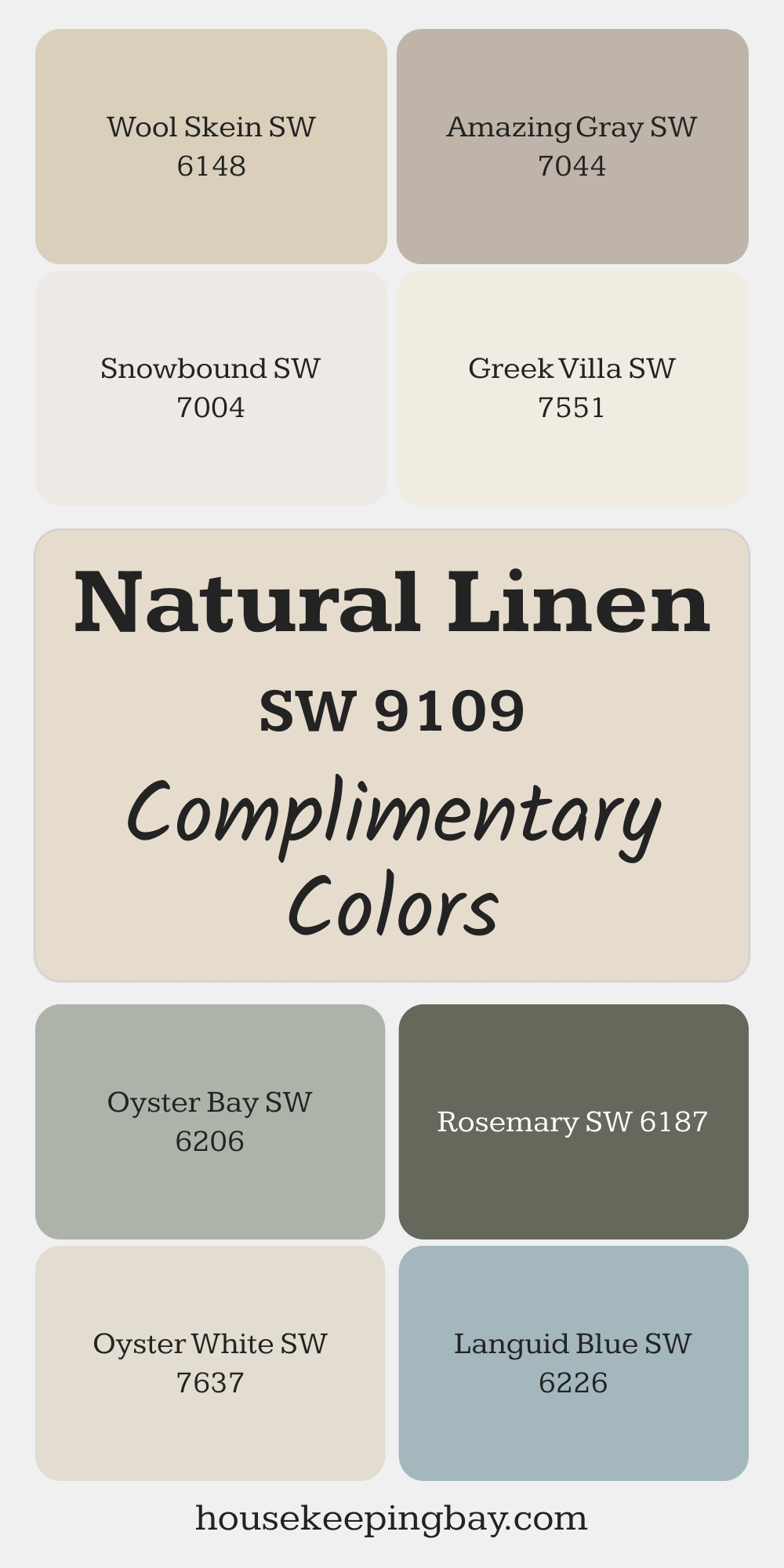 Natural Linen (SW 9109). Best Complimentary Color Collection for Warm Whites by Sherwin Williams