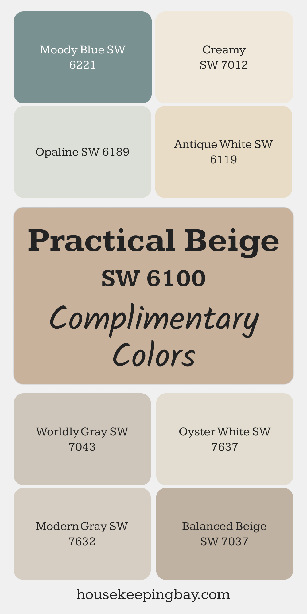 Practical Beige (SW 6100). Best Complimentary Color Collection for Warm Whites by Sherwin Williams