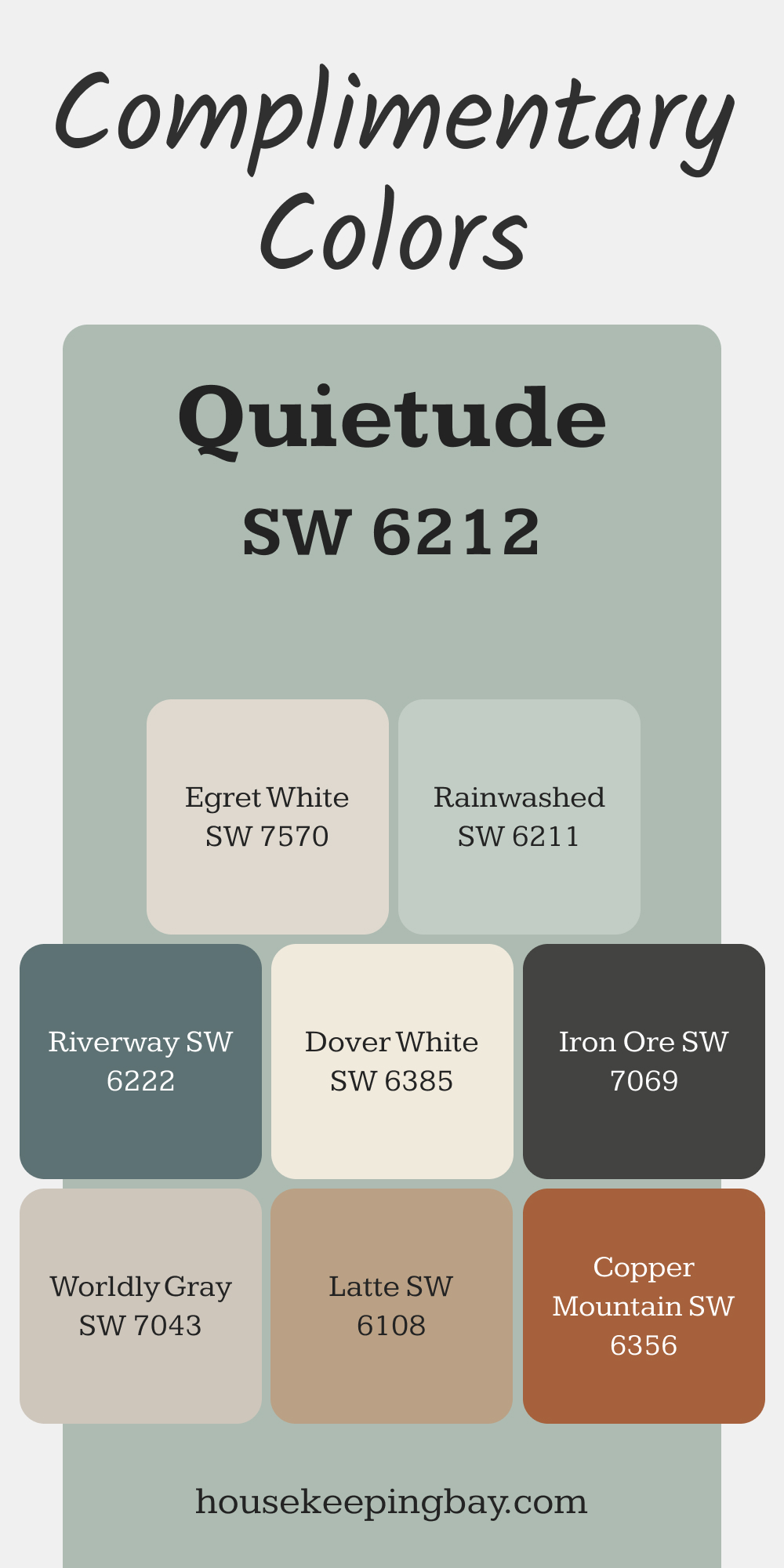 Quietude (SW 6212). Best Complementary Paint Color Collection for Greens by Sherwin-Williams