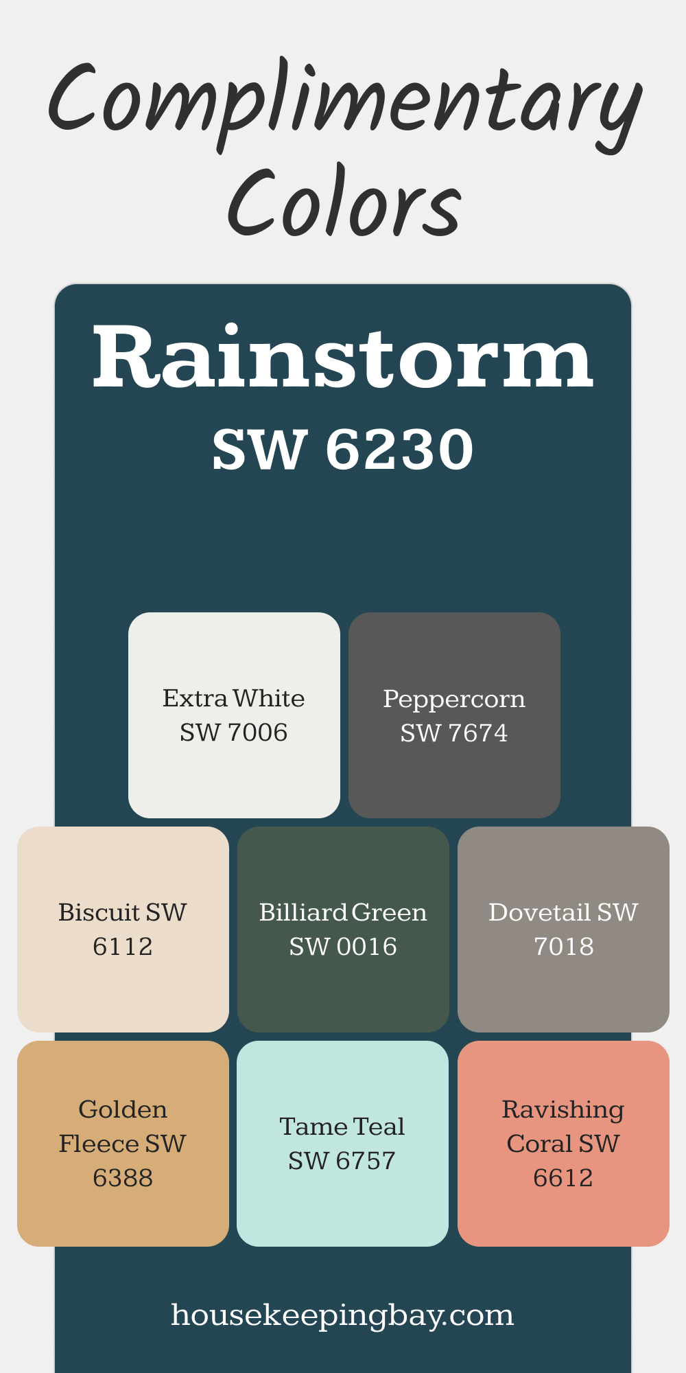 Rainstorm (SW 6230). Best Complimentary Color Collection for Blue by Sherwin Williams