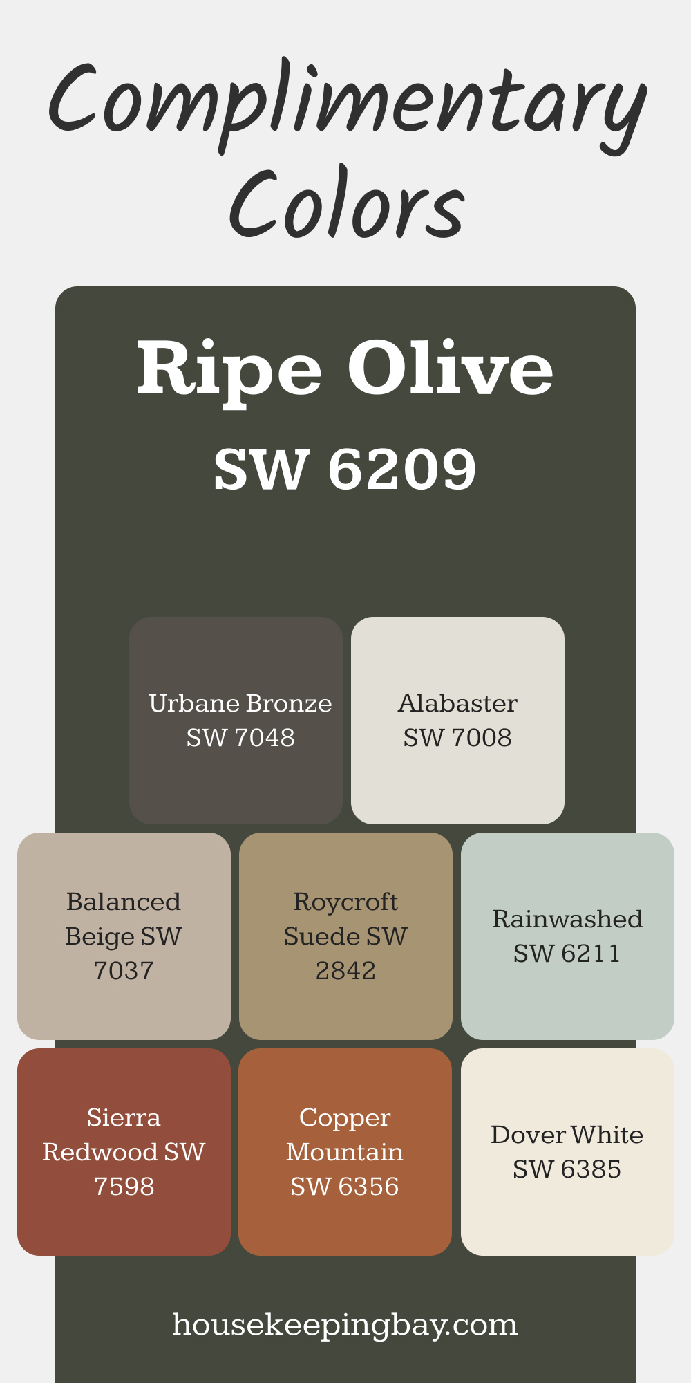 Ripe Olive (SW 6209). Best Complementary Paint Color Collection for Greens by Sherwin-Williams