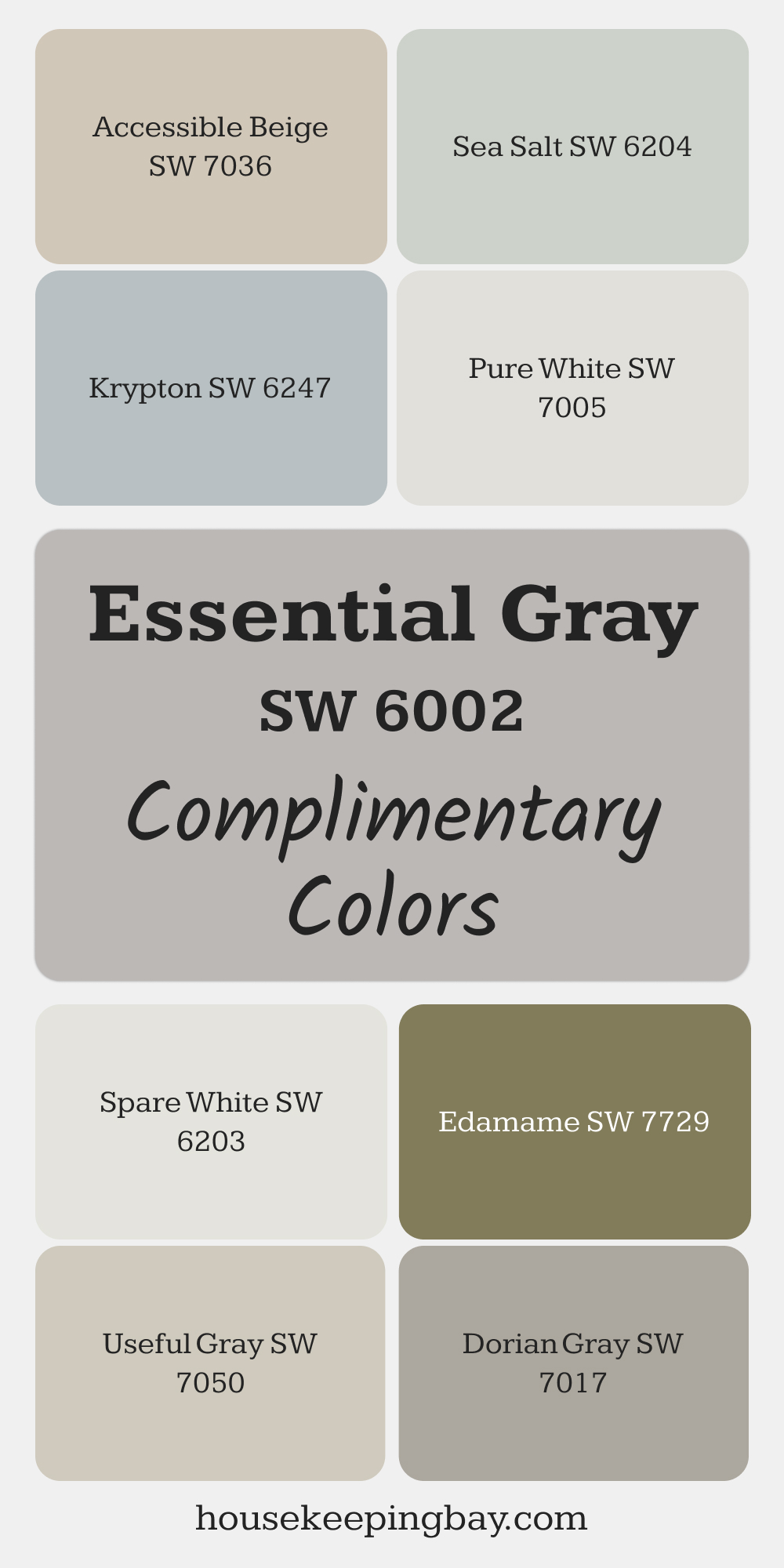 SW 6002 Essential Gray. Best Complimentary Color Collection for Neutrals by Sherwin-Williams