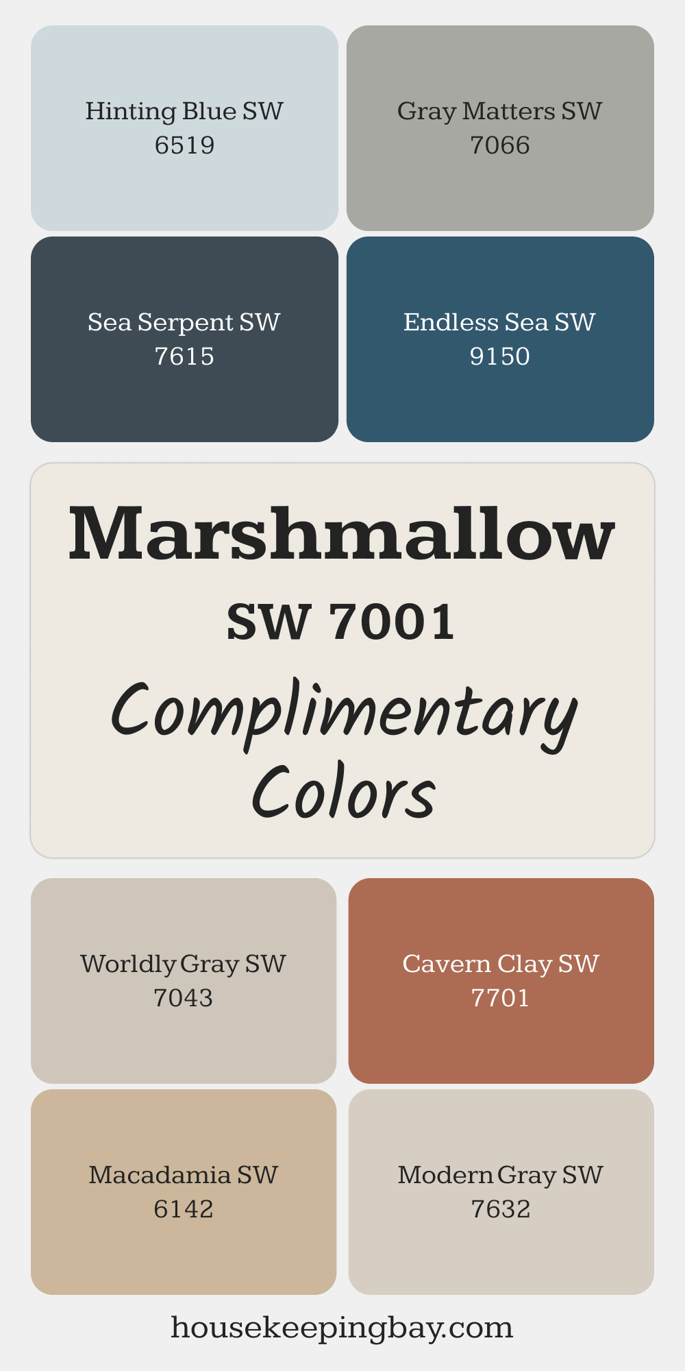 SW 7001 – Marshmallow. Best Complimentary Color Collection for Whites by Sherwin-Williams