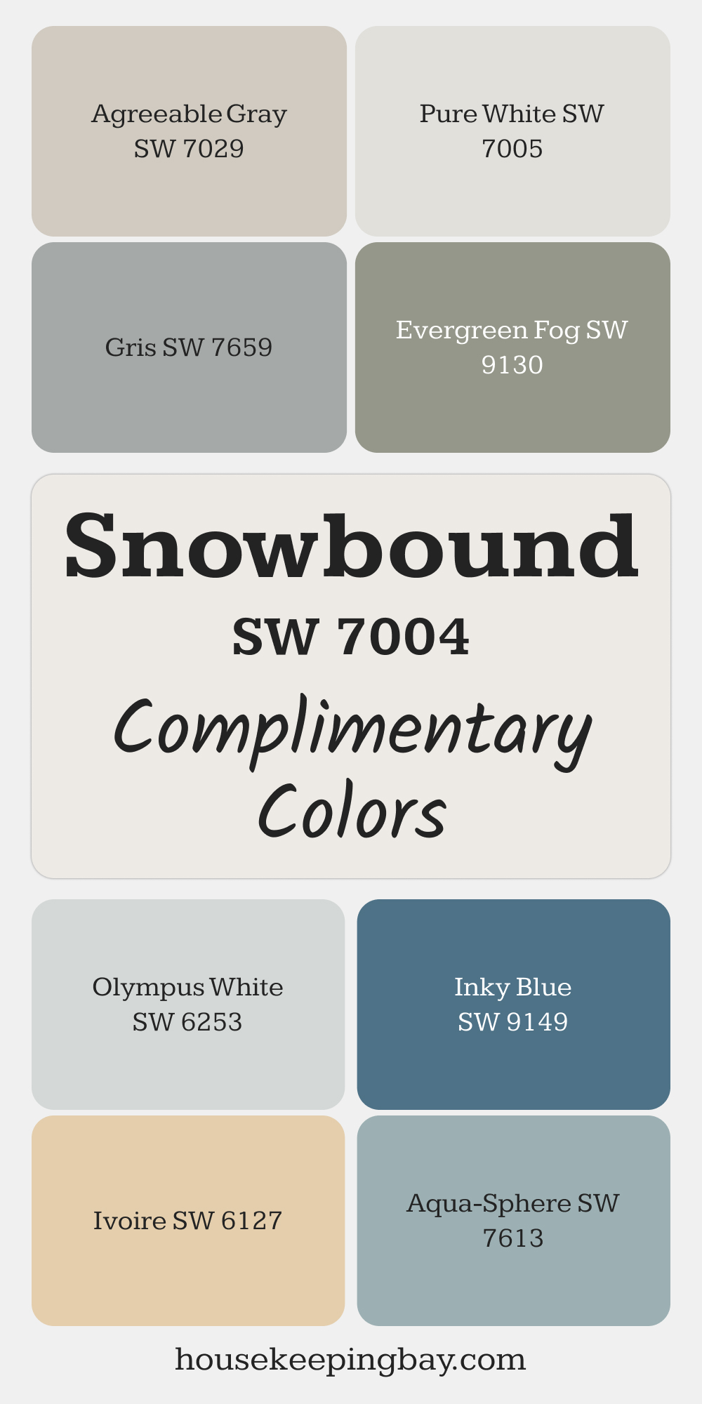 SW 7004 – Snowbound. Best Complimentary Color Collection for Whites by Sherwin-Williams