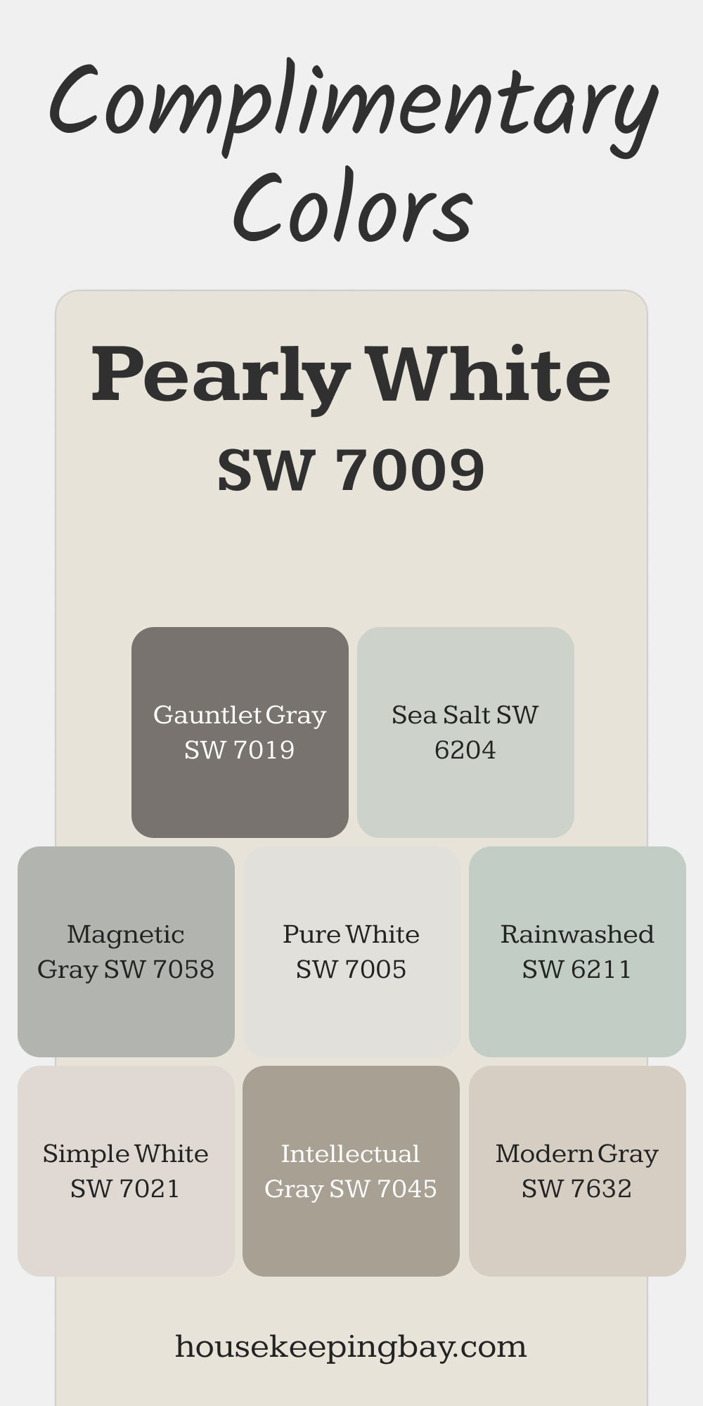 SW 7009 – Pearly White. Best Complimentary Color Collection for Whites by Sherwin-Williams