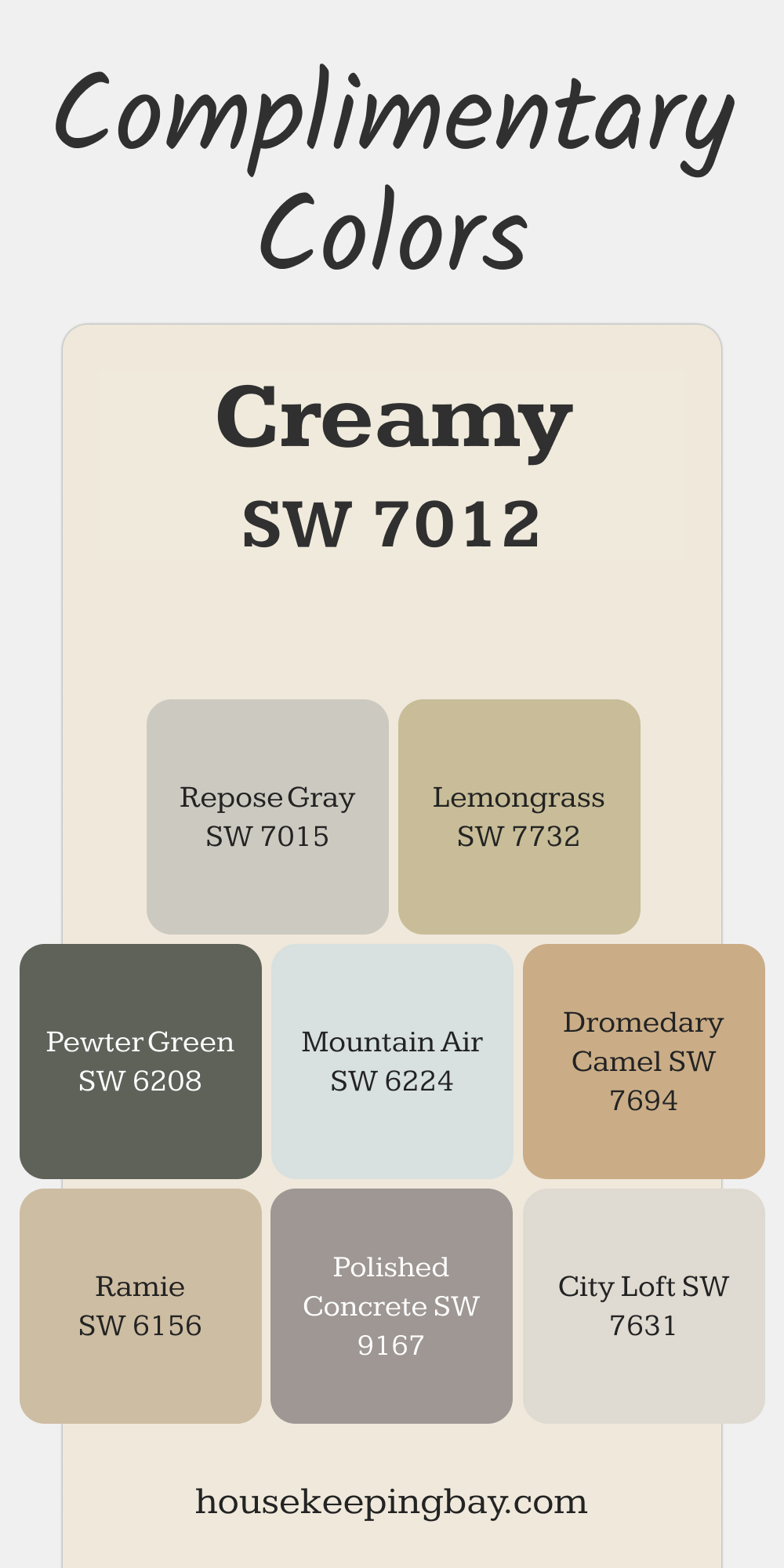 SW 7012 – Creamy. Best Complimentary Color Collection for Whites by Sherwin-Williams