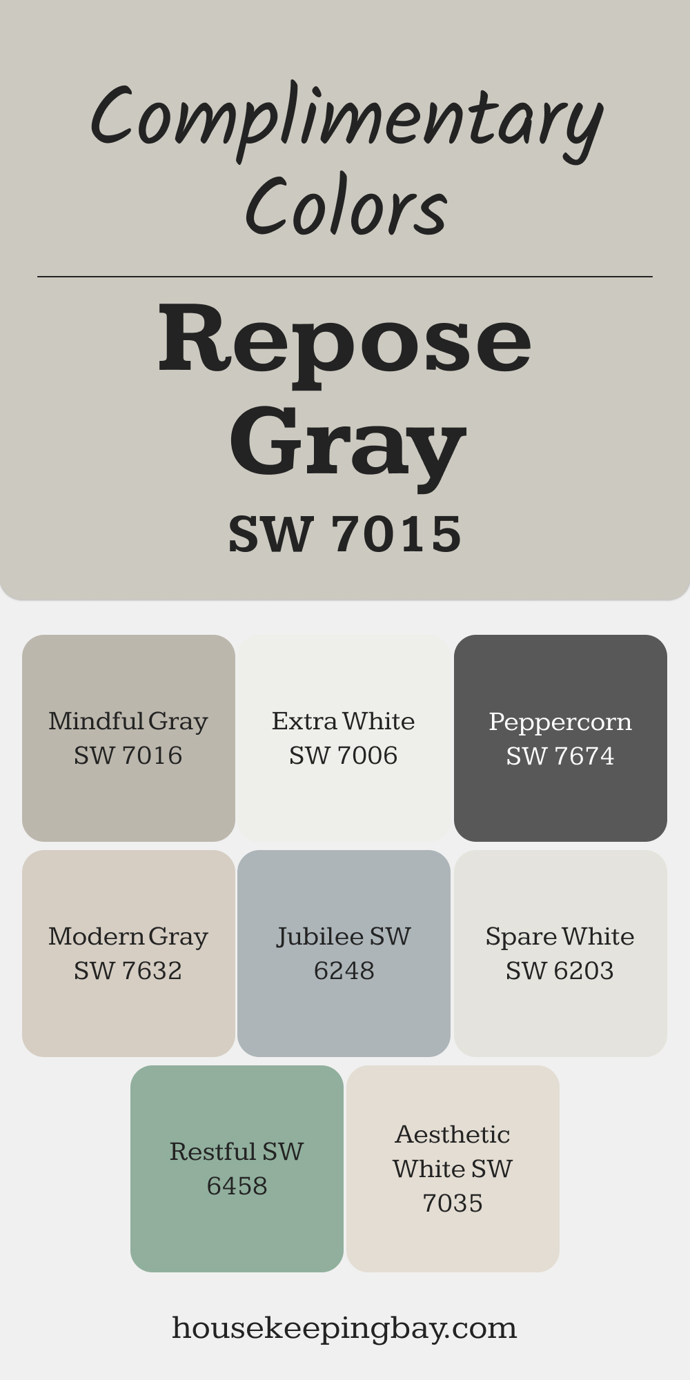 SW 7015 Repose Gray. Best Complimentary Color Collection for Neutrals by Sherwin-Williams