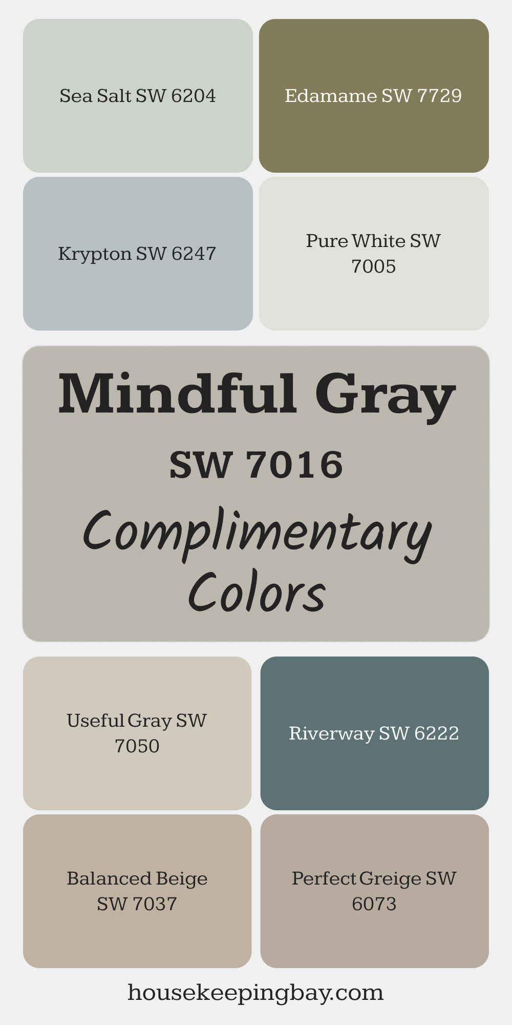 SW 7016 Mindful Gray. Best Complimentary Color Collection for Neutrals by Sherwin-Williams