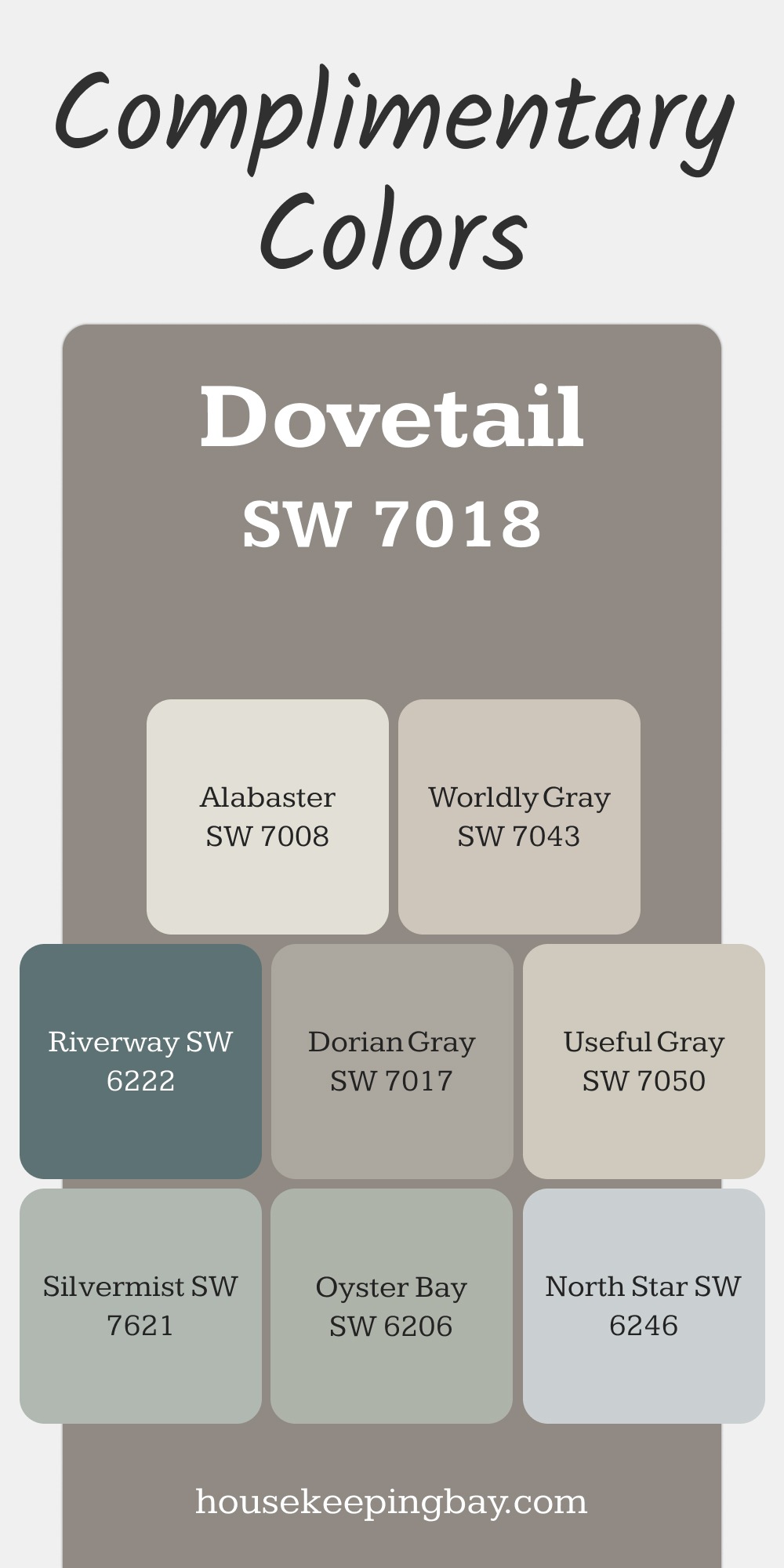 SW 7018 Dovetail. Best Complimentary Color Collection for Neutrals by Sherwin-Williams