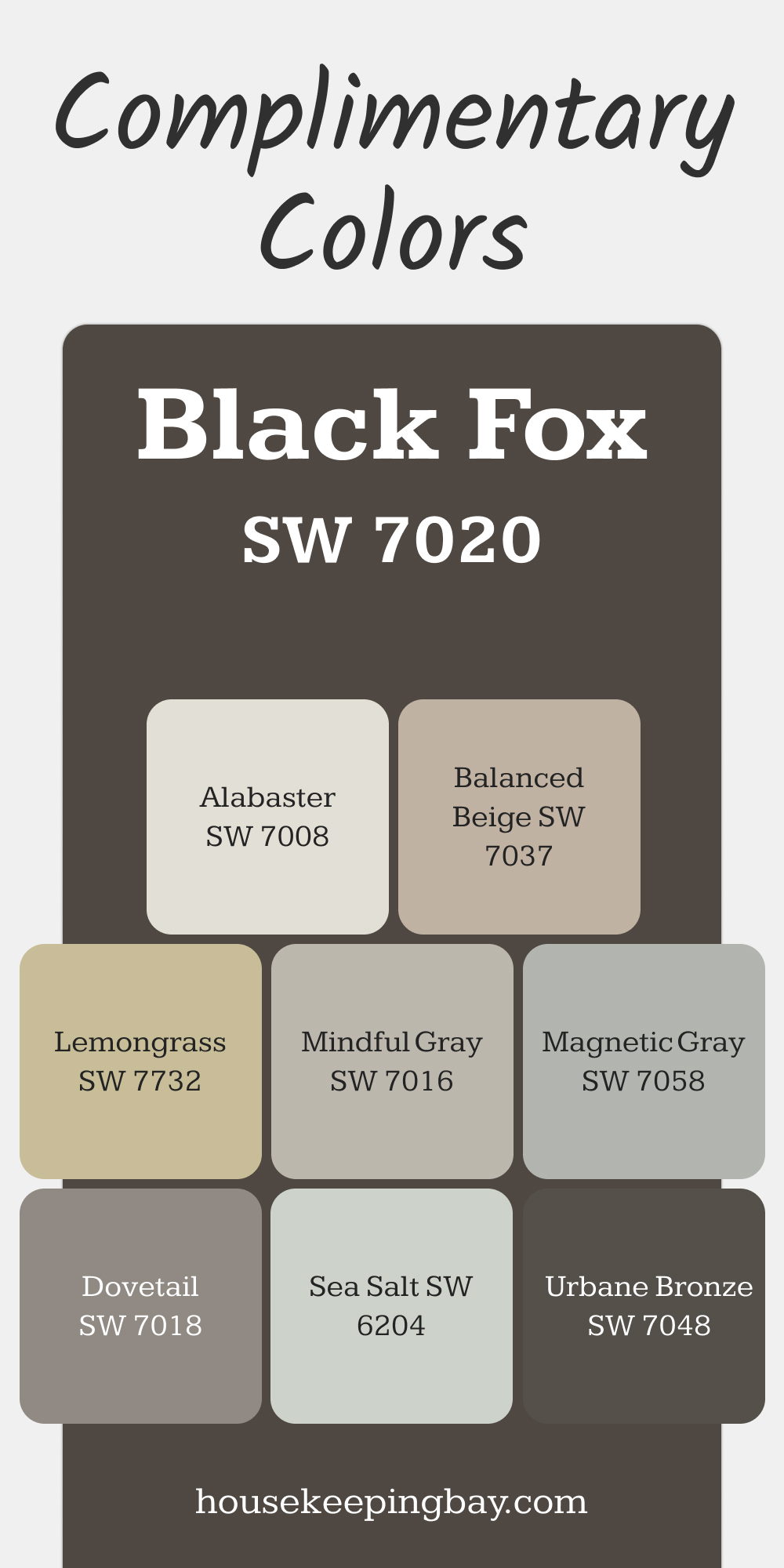 SW 7020 Black Fox. Best Complimentary Color Collection for Neutrals by Sherwin-Williams