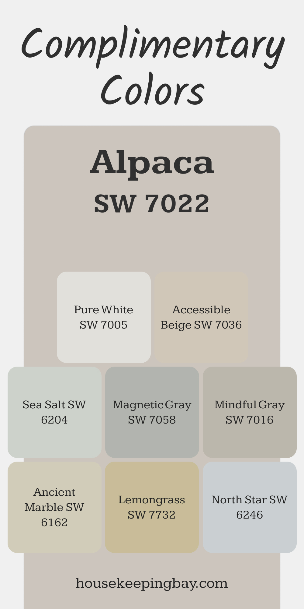 SW 7022 Alpaca. Best Complimentary Color Collection for Neutrals by Sherwin-Williams