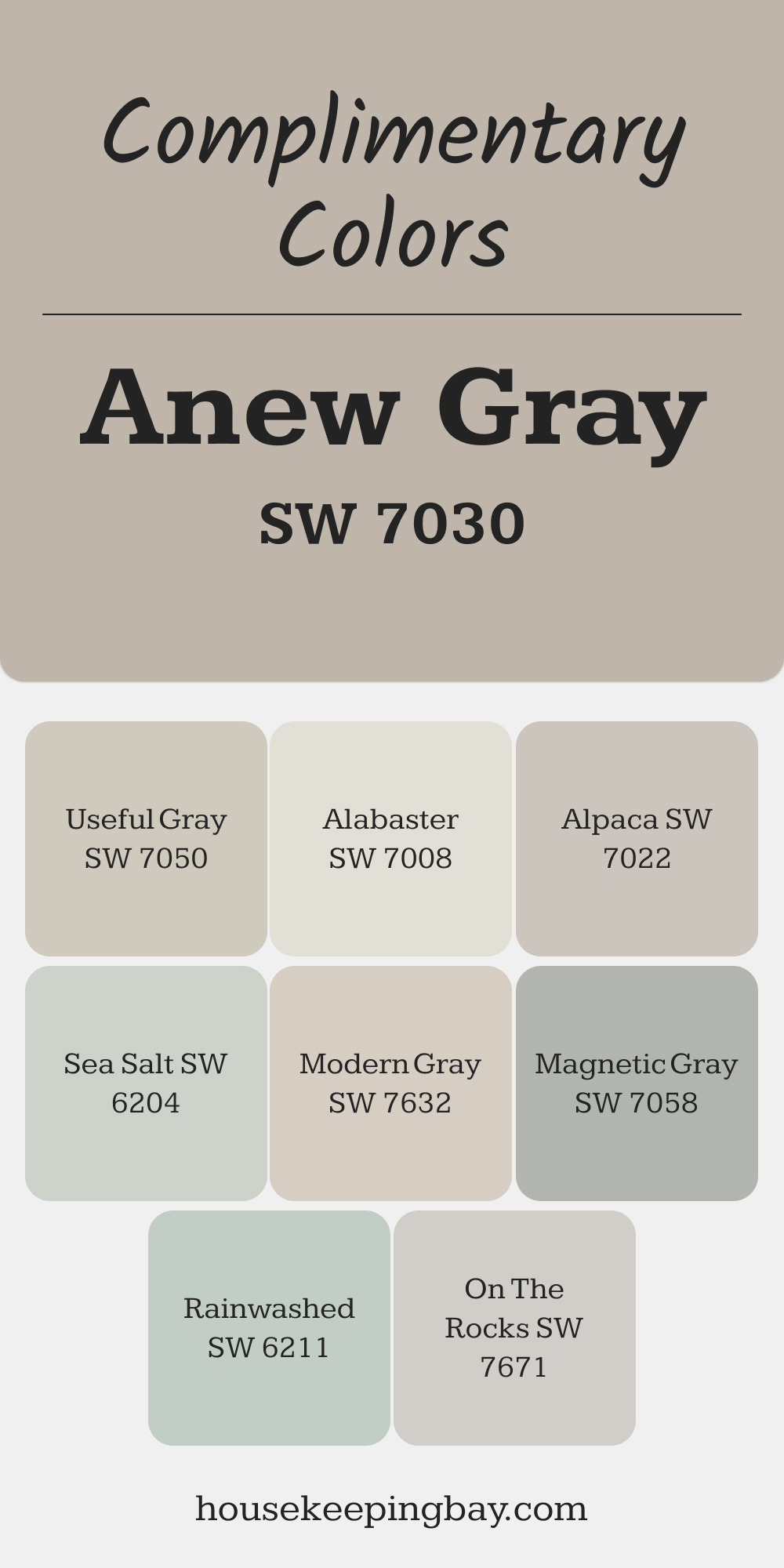 SW 7030 Anew Gray. Best Complimentary Color Collection for Neutrals by Sherwin-Williams