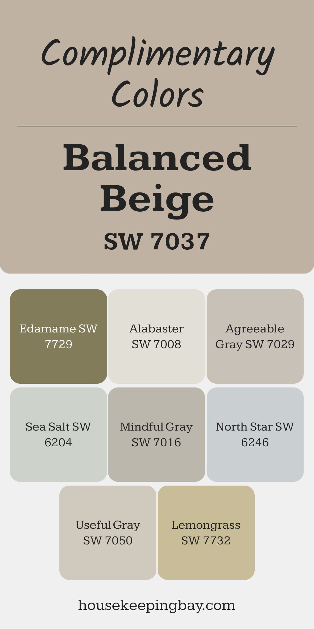 SW 7037 Balanced Beige. Best Complimentary Color Collection for Neutrals by Sherwin-Williams