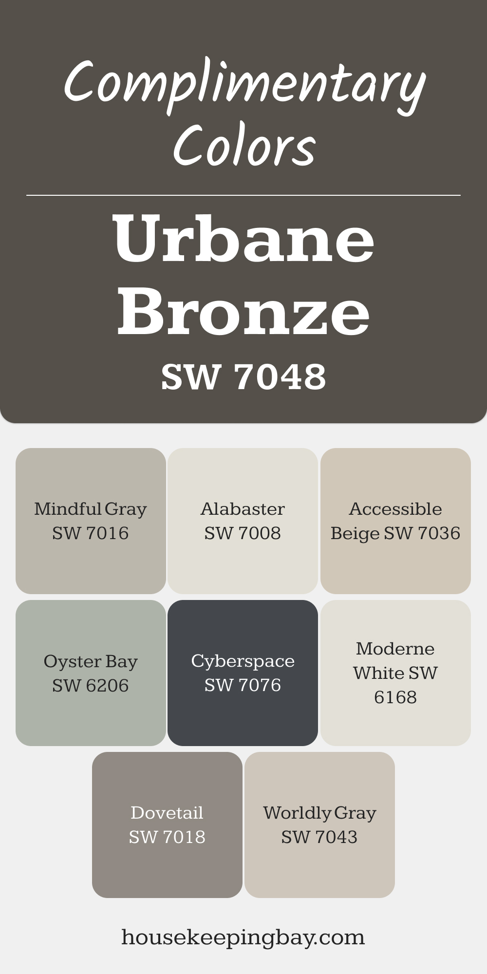 SW 7048 Urbane Bronze. Best Complimentary Color Collection for Neutrals by Sherwin-Williams