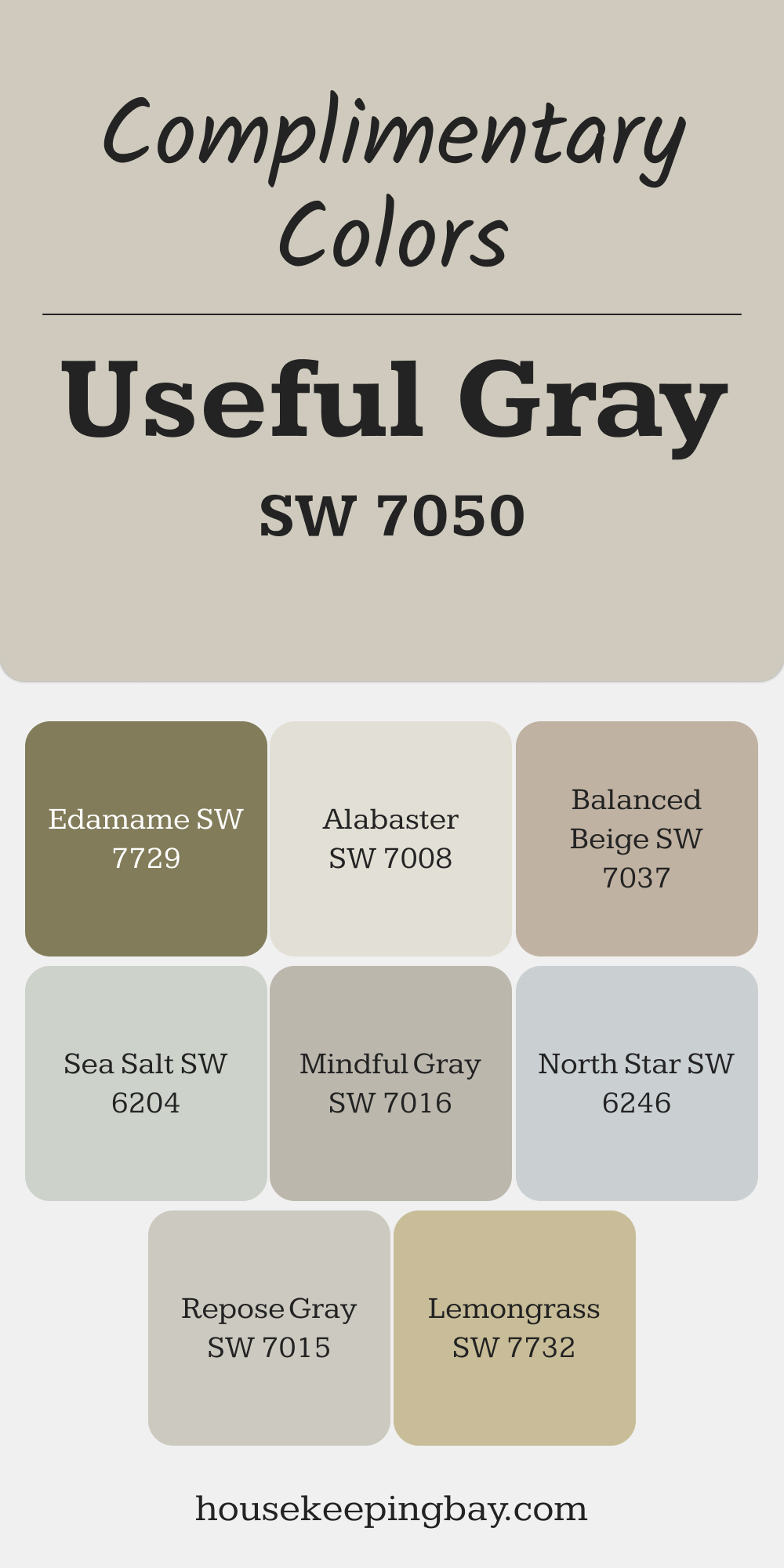 SW 7050 Useful Gray. Best Complimentary Color Collection for Neutrals by Sherwin-Williams