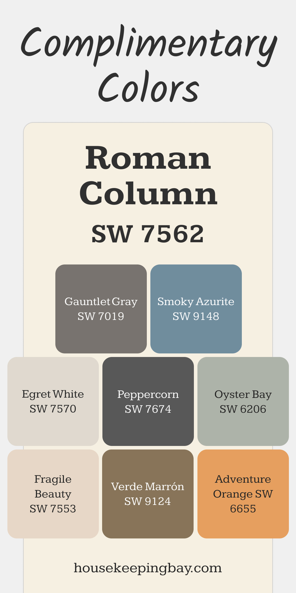 SW 7562 – Roman Column. Best Complimentary Color Collection for Whites by Sherwin-Williams