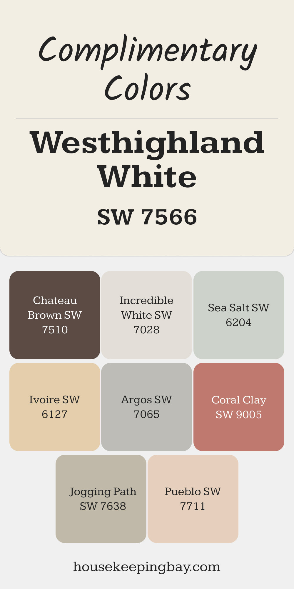 SW 7566 – Westhighland White. Best Complimentary Color Collection for Whites by Sherwin-Williams