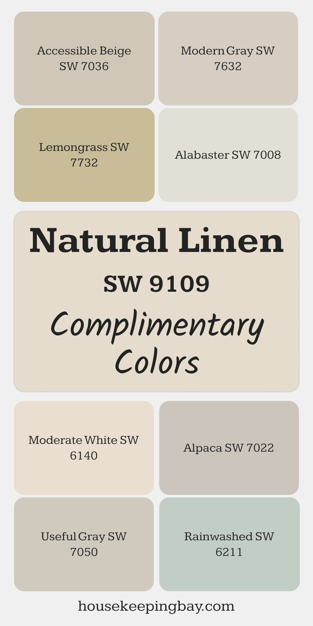 SW 9109 Natural Linen. Best Complimentary Color Collection for Neutrals by Sherwin-Williams