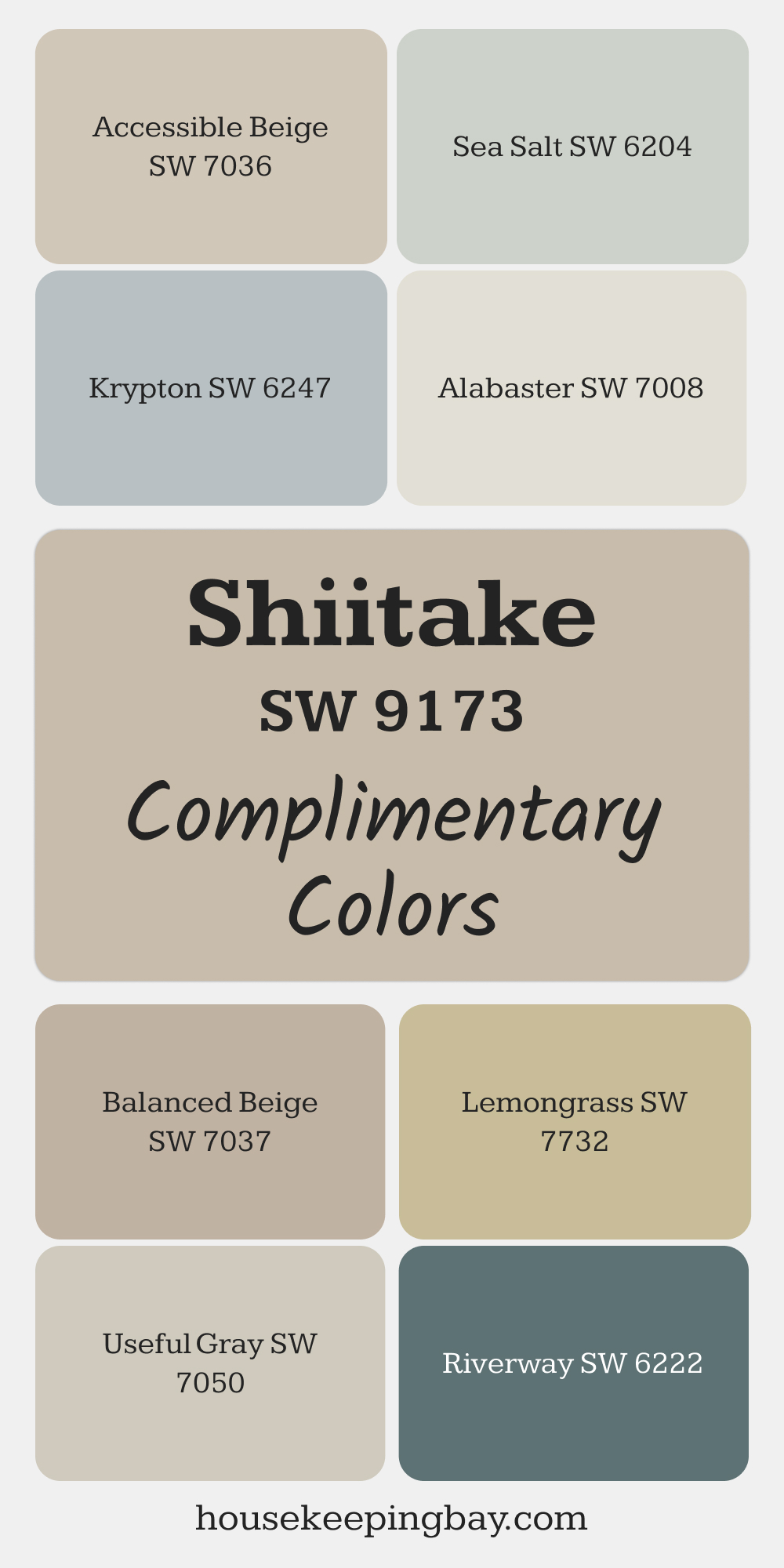 SW 9173 Shiitake. Best Complimentary Color Collection for Neutrals by Sherwin-Williams