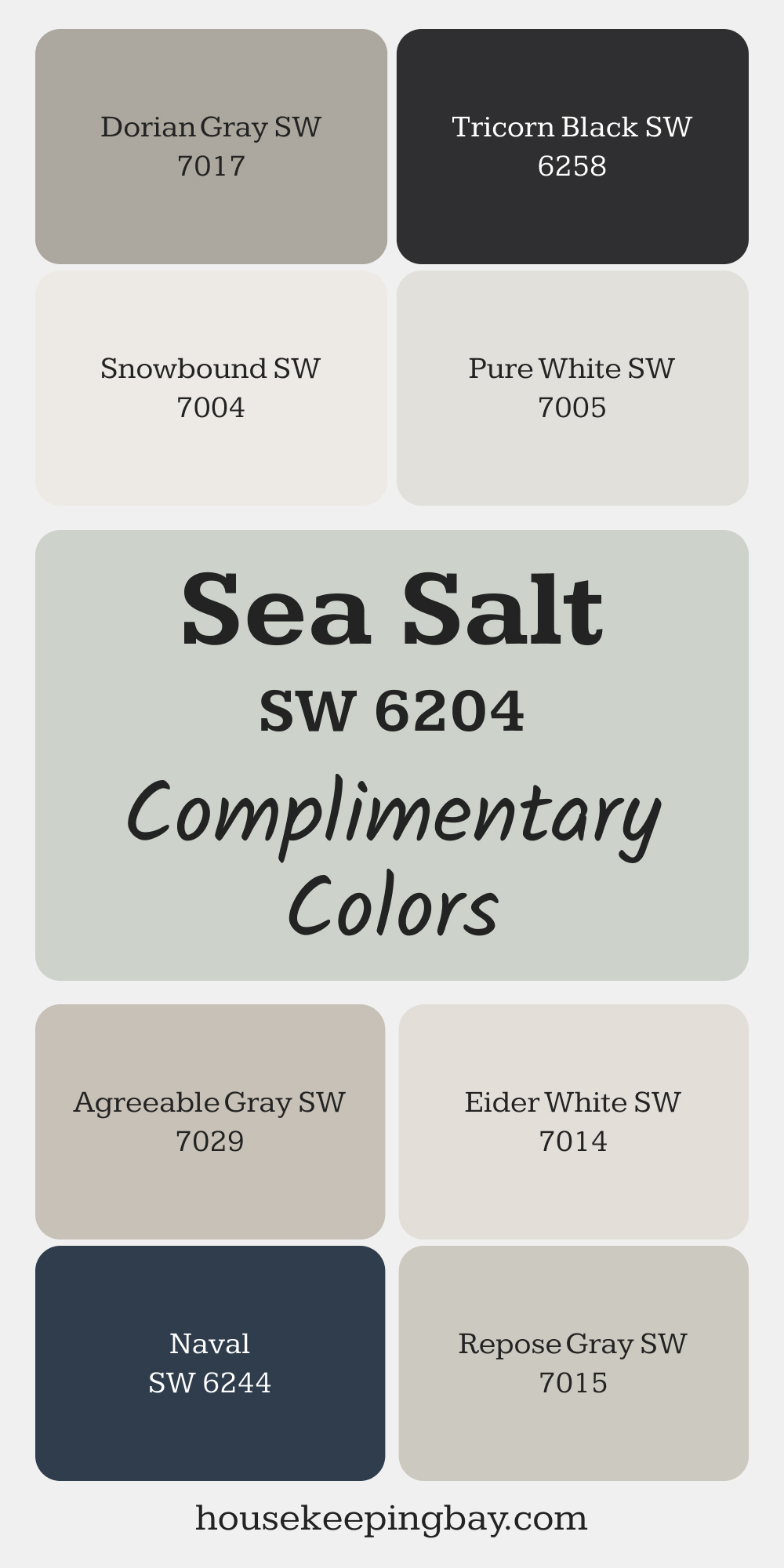 Sea Salt (SW 6204). Best Complementary Paint Color Collection for Greens by Sherwin-Williams