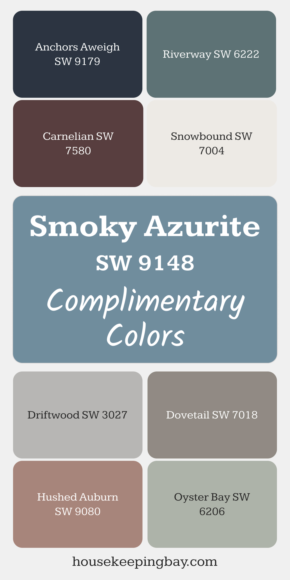 Smoky Azurite (SW 9148). Best Complimentary Color Collection for Blue by Sherwin Williams