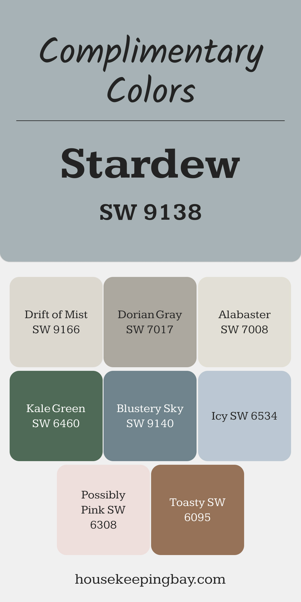 Stardew (SW 6218). Best Complimentary Color Collection for Blue by Sherwin Williams