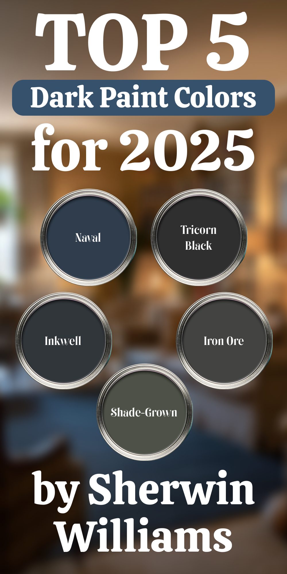 Top 5 Dark Paint Colors For 2025 by Sherwin Williams