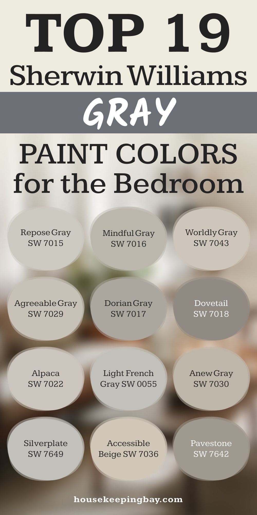 Top 19 Sherwin Williams Gray Color Palette for the Bedroom