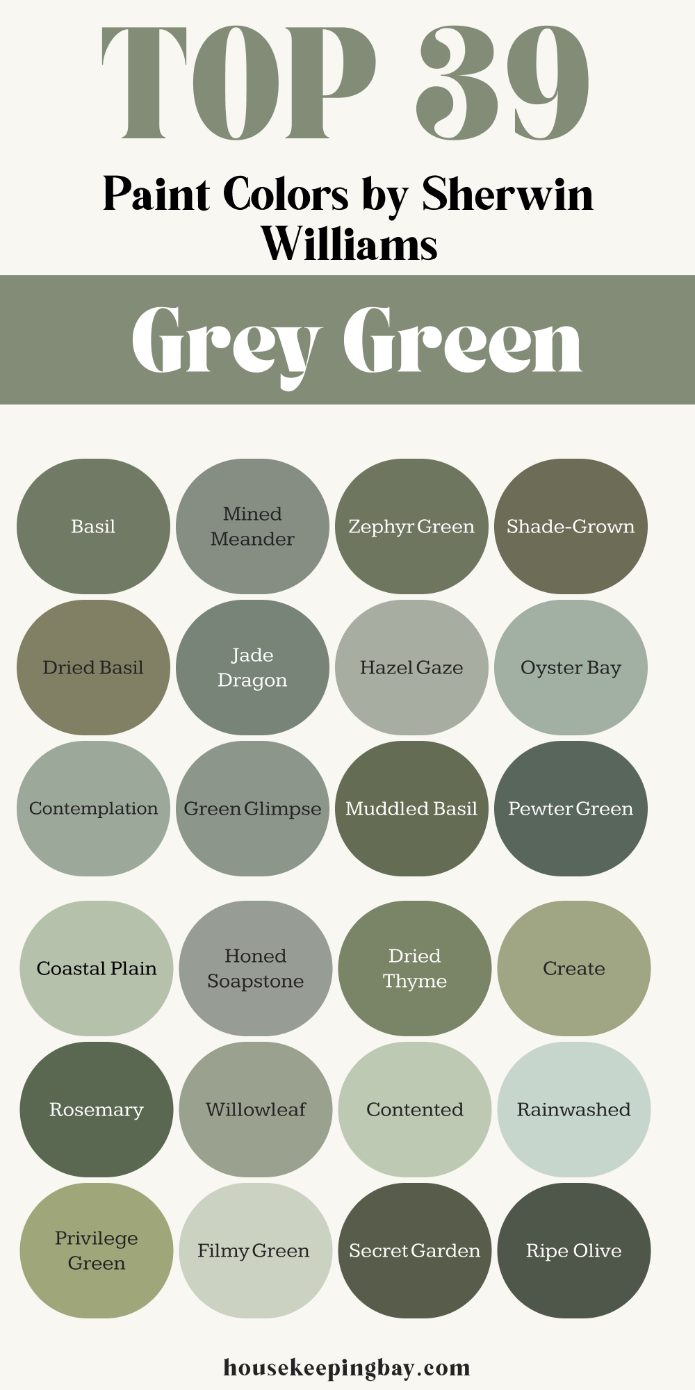 Top 39 Grey Green paint colors by sherwin williams