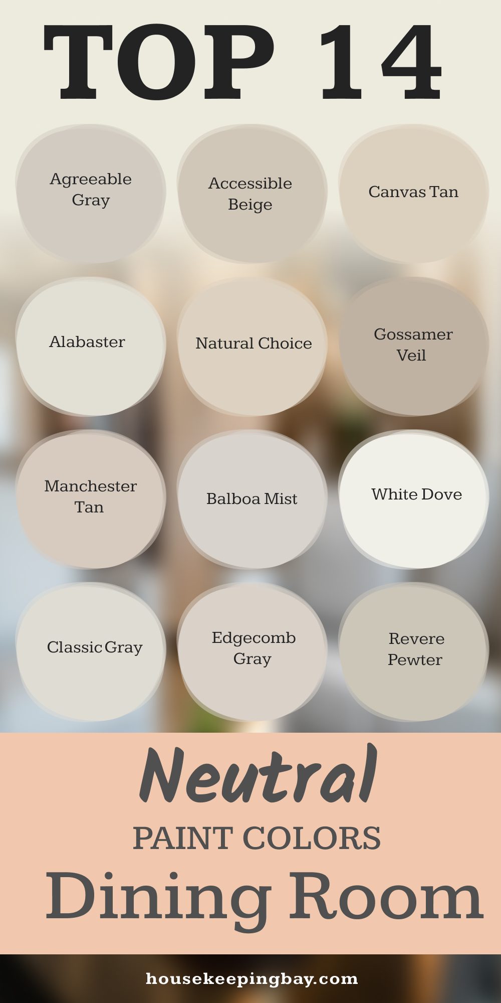 top 14 neutral paint colors for the dining room