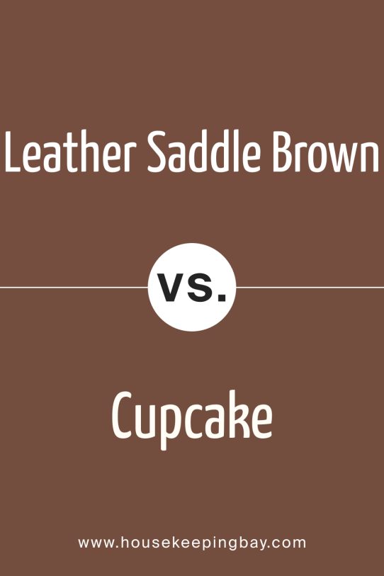 Leather Saddle Brown 2100‑20 by Benjamin Moore vs Cupcake 2099‑20 