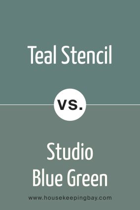 Studio Blue Green SW 0047 blends teal and grey subtly, perfect for sophisticated modern interiors.