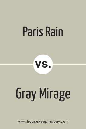 Paris Rain 1501 by Benjamin Moore vs Gray Mirage 2142-50 by Benjamin Moore
