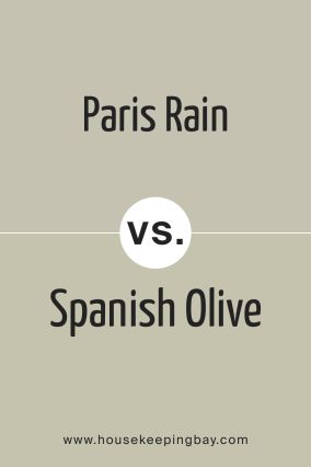 Paris Rain 1501 by Benjamin Moore vs Spanish Olive 1509 by Benjamin Moore