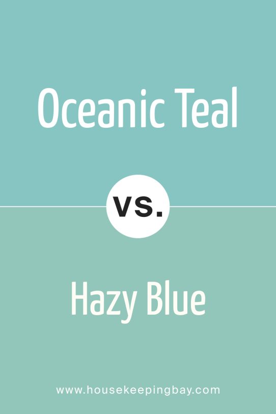 Oceanic Teal 669 by Benjamin Moore vs Hazy Blue 2040‑50 by Benjamin Moore 