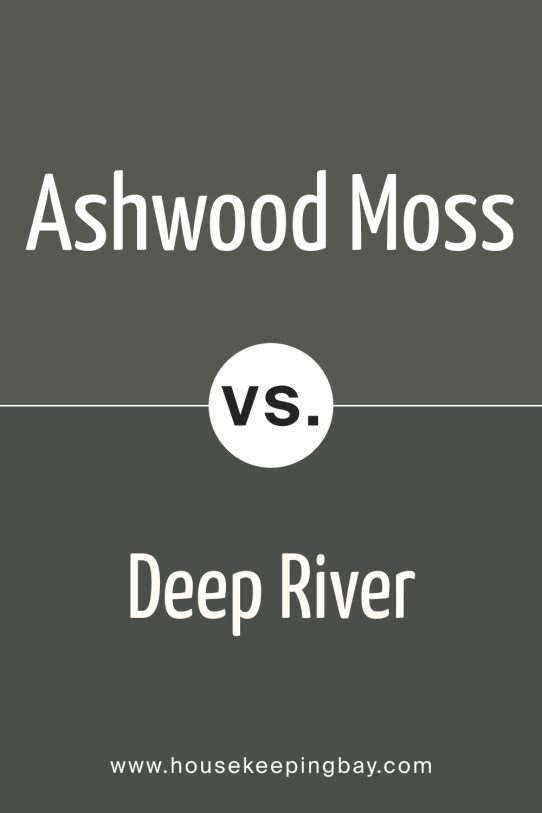 Ashwood Moss 1484 vs Deep River 1582 by Benjamin Moore